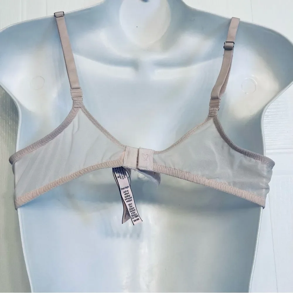 Victoria's Secret Dream Angels Bra Womens 36B Pink Lace Sequin Push Up Underwire